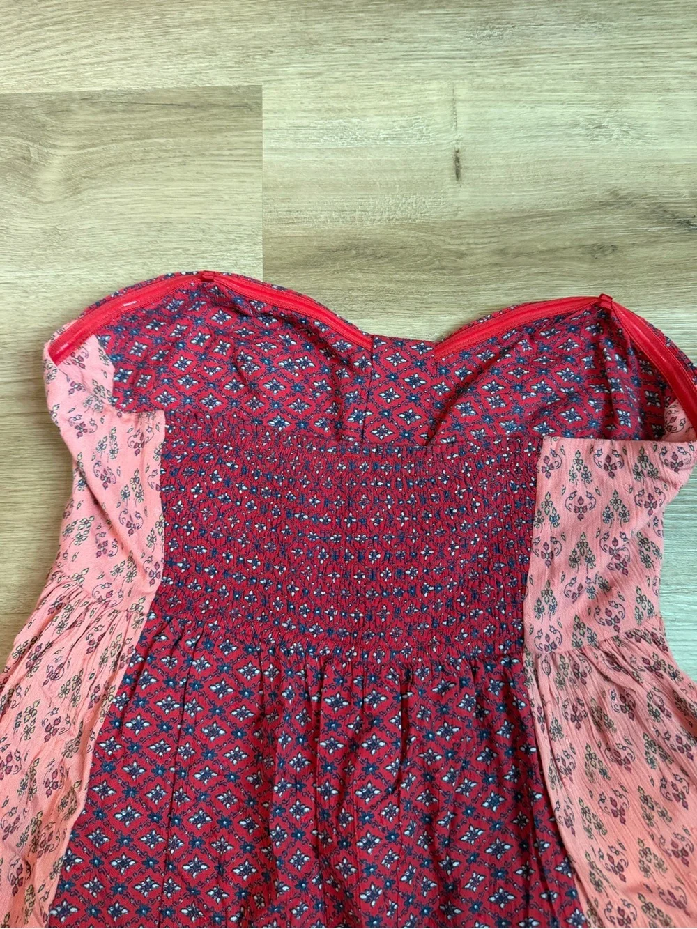 Free People Pink & Red Patchwork Mini Dress